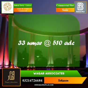 8 Marla Commercial Plot for Sale in Sector B - Umer Commercial -  Bahria Town, Lahore - (BP-255307)