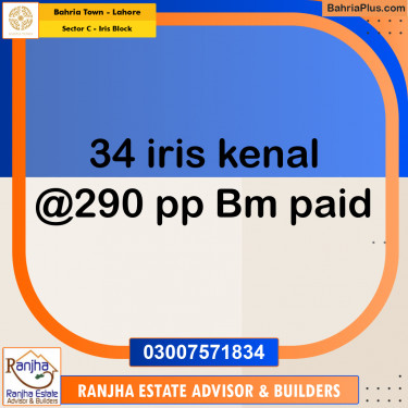 1 Kanal Residential Plot for Sale in Sector C - Iris Block -  Bahria Town, Lahore - (BP-255367)