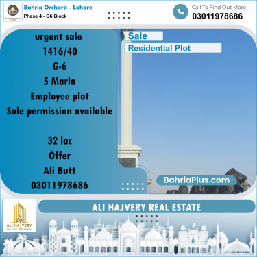 Residential Plot for Sale in Phase 4 - G6 Block -  Bahria Orchard, Lahore - (BP-255373)