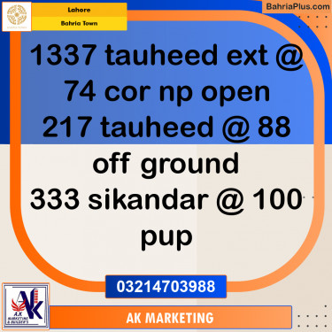 Residential Plot for Sale in Bahria Town, Lahore - (BP-255380)