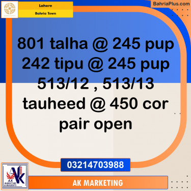 Residential Plot for Sale in Bahria Town, Lahore - (BP-255384)