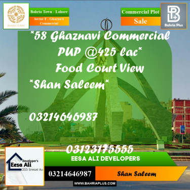 5 Marla Commercial Plot for Sale in Sector F - Ghaznavi Commercial -  Bahria Town, Lahore - (BP-255403)