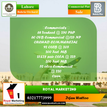Commercial Plot for Sale in Bahria Orchard, Lahore - (BP-255407)