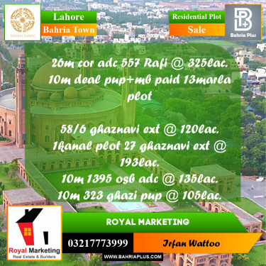 Residential Plot for Sale in Bahria Town, Lahore - (BP-255445)