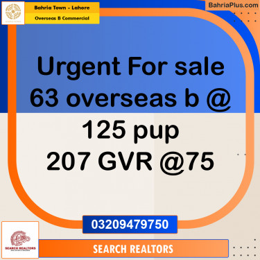 3 Marla Commercial Plot for Sale in Overseas B Commercial -  Bahria Town, Lahore - (BP-255460)