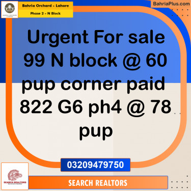 5 Marla Residential Plot for Sale in Phase 2 - N Block -  Bahria Orchard, Lahore - (BP-255461)