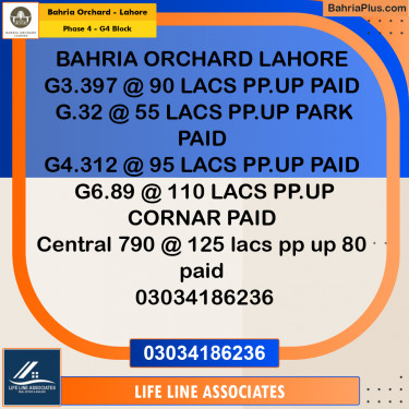 10 Marla Residential Plot for Sale in Phase 4 - G4 Block -  Bahria Orchard, Lahore - (BP-255476)