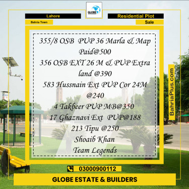 1 Kanal Residential Plot for Sale in Bahria Town, Lahore - (BP-255485)