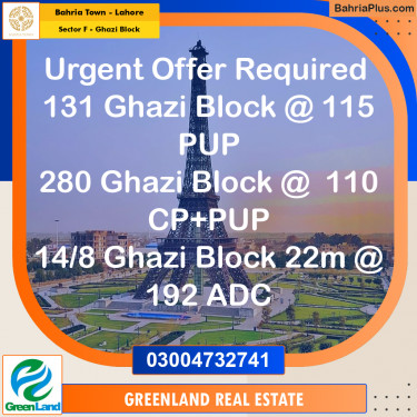 10 Marla Residential Plot for Sale in Sector F - Ghazi Block -  Bahria Town, Lahore - (BP-255494)