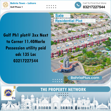 11.4 Marla Residential Plot for Sale in Golf Phase 1 -  Bahria Town, Lahore - (BP-255517)