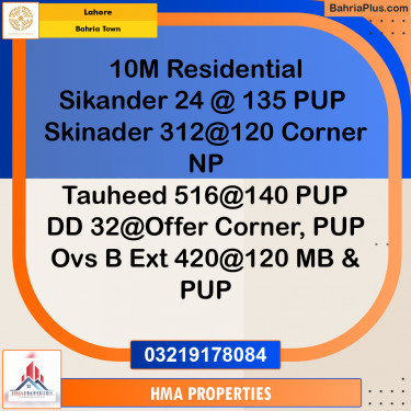 10 Marla Residential Plot for Sale in Bahria Town, Lahore - (BP-255591)