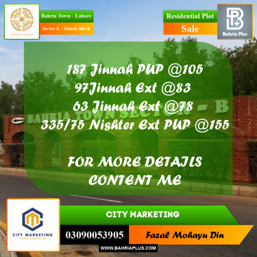 5 Marla Residential Plot for Sale in Sector E - Jinnah Block -  Bahria Town, Lahore - (BP-255616)