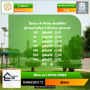 Residential Plot for Sale in Bahria Town, Lahore - (BP-255622)