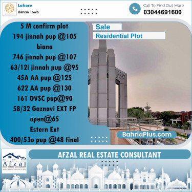Residential Plot for Sale in Bahria Town, Lahore - (BP-255654)