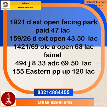 Residential Plot for Sale in Bahria Orchard, Lahore - (BP-255697)