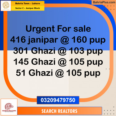 10 Marla Residential Plot for Sale in Sector C - Janiper Block -  Bahria Town, Lahore - (BP-255782)