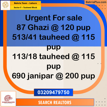 10 Marla Residential Plot for Sale in Sector F - Tauheed Block -  Bahria Town, Lahore - (BP-255785)