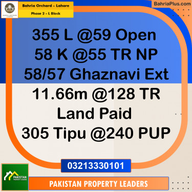 5 Marla Residential Plot for Sale in Phase 2 - L Block -  Bahria Orchard, Lahore - (BP-255791)