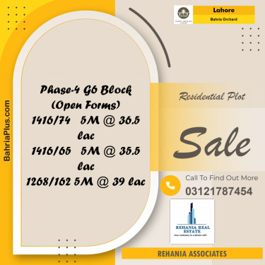 Residential Plot for Sale in Bahria Orchard, Lahore - (BP-255867)