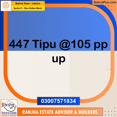 10 Marla Residential Plot for Sale in Sector F - Tipu Sultan Block -  Bahria Town, Lahore - (BP-255912)