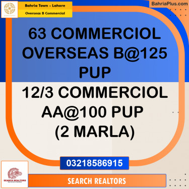 Commercial Plot for Sale in Overseas B Commercial -  Bahria Town, Lahore - (BP-255946)