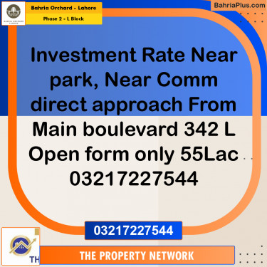 5 Marla Residential Plot for Sale in Phase 2 - L Block -  Bahria Orchard, Lahore - (BP-255957)