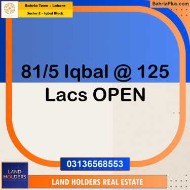 10 Marla Residential Plot for Sale in Sector E - Iqbal Block -  Bahria Town, Lahore - (BP-255973)