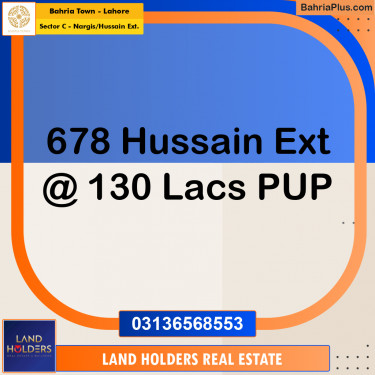 10 Marla Residential Plot for Sale in Sector C - Nargis/Hussain Ext. -  Bahria Town, Lahore - (BP-255975)