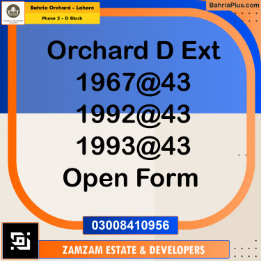 5 Marla Residential Plot for Sale in Phase 2 - D Block -  Bahria Orchard, Lahore - (BP-255995)