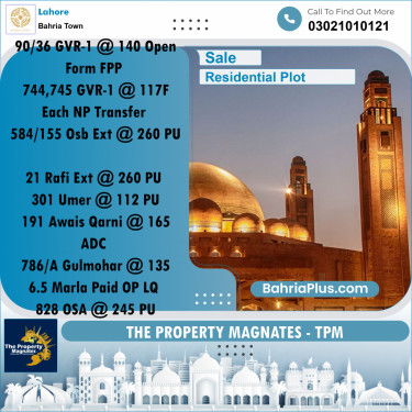 Residential Plot for Sale in Bahria Town, Lahore - (BP-256017)
