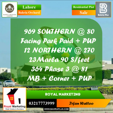 Residential Plot for Sale in Bahria Orchard, Lahore - (BP-256023)