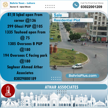 10 Marla Residential Plot for Sale in Sector E - Iqbal Block -  Bahria Town, Lahore - (BP-256024)