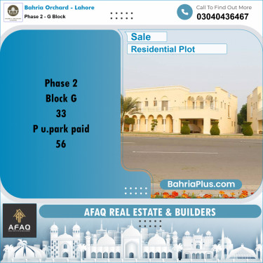 5 Marla Residential Plot for Sale in Phase 2 - G Block -  Bahria Orchard, Lahore - (BP-256026)