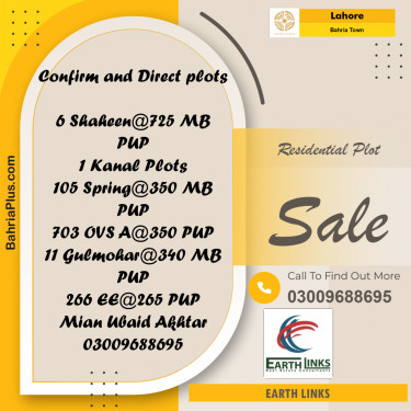 Residential Plot for Sale in Bahria Town, Lahore - (BP-256035)