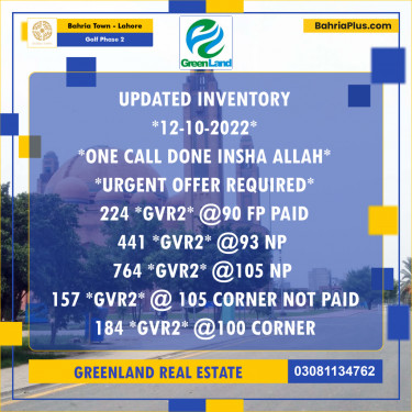 10 Marla Residential Plot for Sale in Golf Phase 2 -  Bahria Town, Lahore - (BP-256055)