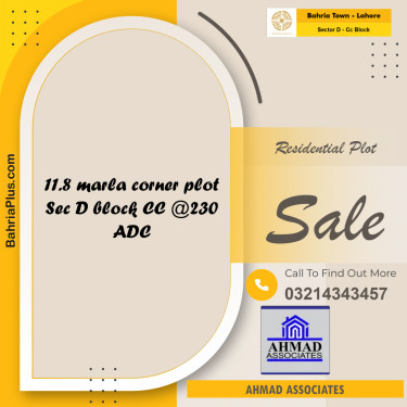 10 Marla Residential Plot for Sale in Sector D - CC Block -  Bahria Town, Lahore - (BP-256079)