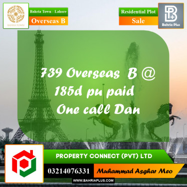 10 Marla Residential Plot for Sale in Overseas B -  Bahria Town, Lahore - (BP-256081)