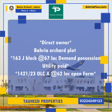 8 Marla Residential Plot for Sale in Phase 2 - J Block -  Bahria Orchard, Lahore - (BP-256090)