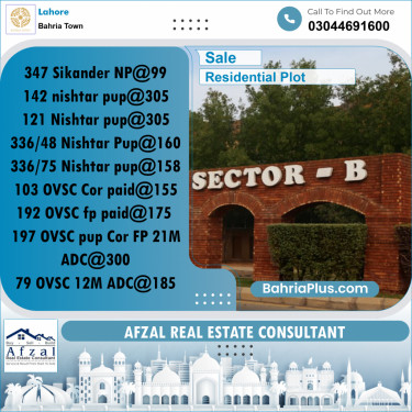 Residential Plot for Sale in Bahria Town, Lahore - (BP-256091)