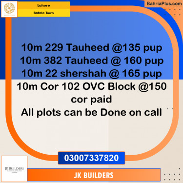 Residential Plot for Sale in Bahria Town, Lahore - (BP-256162)