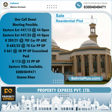 Residential Plot for Sale in Bahria Orchard, Lahore - (BP-256166)