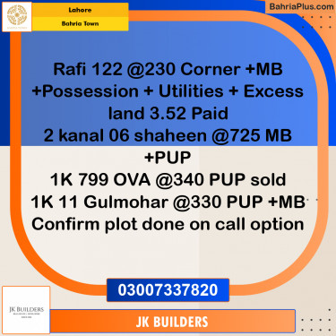 Residential Plot for Sale in Bahria Town, Lahore - (BP-256168)
