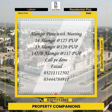 Residential Plot for Sale in Bahria Town, Lahore - (BP-256190)