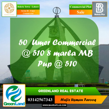 5 Marla Commercial Plot for Sale in Sector B - Umer Commercial -  Bahria Town, Lahore - (BP-256288)