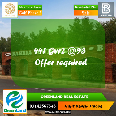 10 Marla Residential Plot for Sale in Golf Phase 2 -  Bahria Town, Lahore - (BP-256291)