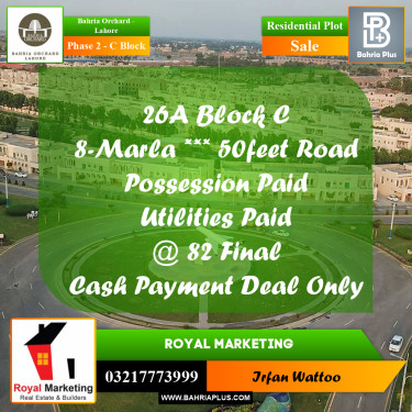 8 Marla Residential Plot for Sale in Phase 2 - C Block -  Bahria Orchard, Lahore - (BP-256305)