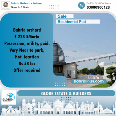 5 Marla Residential Plot for Sale in Phase 2 - E Block -  Bahria Orchard, Lahore - (BP-256387)