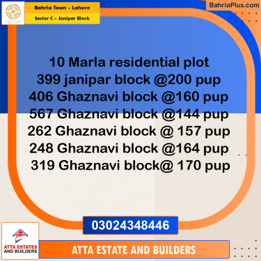 10 Marla Residential Plot for Sale in Sector C - Janiper Block -  Bahria Town, Lahore - (BP-256421)