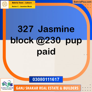 11 Marla Residential Plot for Sale in Sector C - Jasmine Block -  Bahria Town, Lahore - (BP-256424)