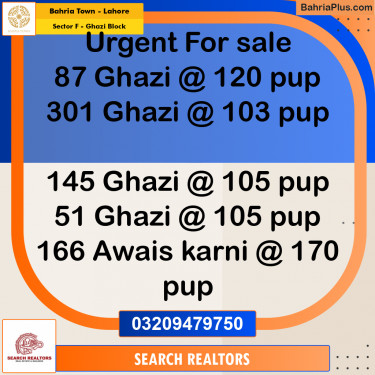 10 Marla Residential Plot for Sale in Sector F - Ghazi Block -  Bahria Town, Lahore - (BP-256448)